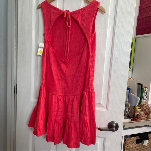 NWT Anthropologie Flounced Open Back Mini Dress Size Small Summer Coral Teaberry - Picture 9 of 9